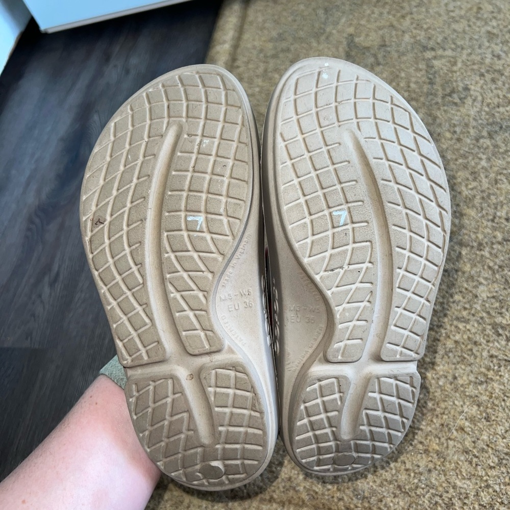 OOFOS Light Gray Slide Sandals - Picture 6 of 6